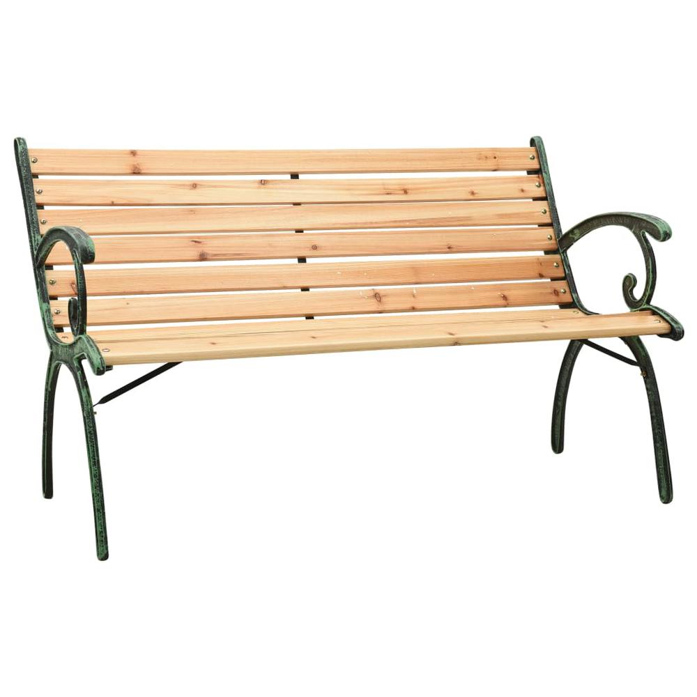 vidaXL Garden Bench 48.4" Cast Iron and Solid Firwood, 312032. Picture 1