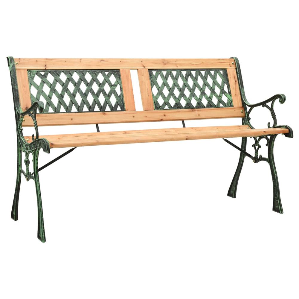 vidaXL Garden Bench 48" Cast Iron and Solid Firwood, 312033. Picture 1