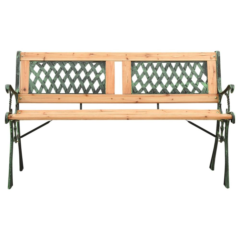 vidaXL Garden Bench 48" Cast Iron and Solid Firwood, 312033. Picture 2