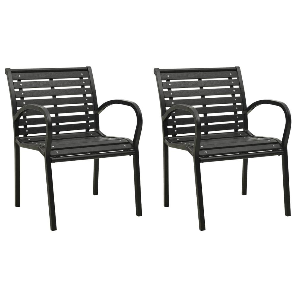 vidaXL Garden Chairs 2 pcs Steel and WPC Black, 312034. Picture 1