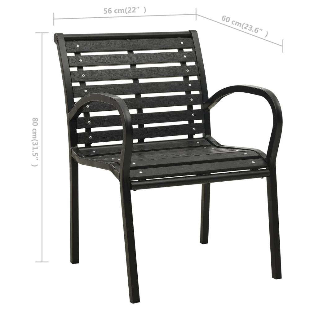 vidaXL Garden Chairs 2 pcs Steel and WPC Black, 312034. Picture 7