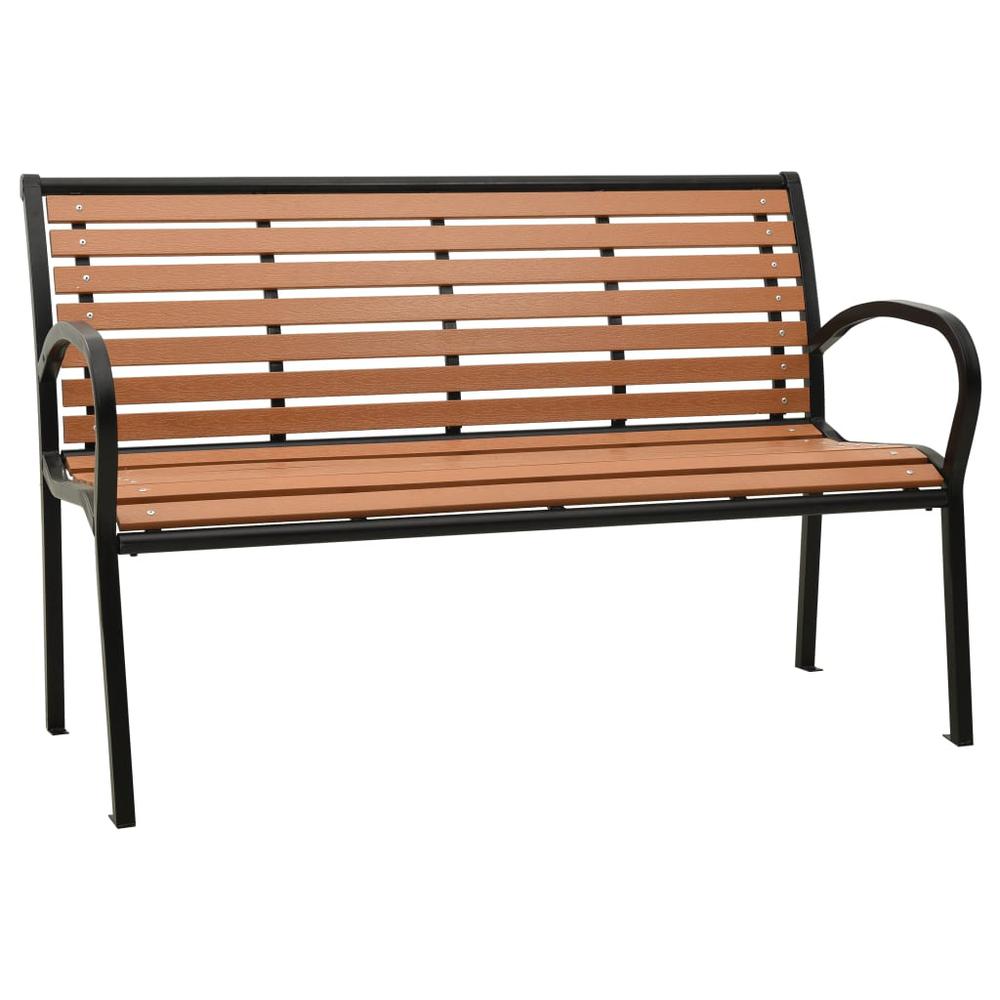 vidaXL Garden Bench 49.2" Steel and WPC Black and Brown, 312035. Picture 1
