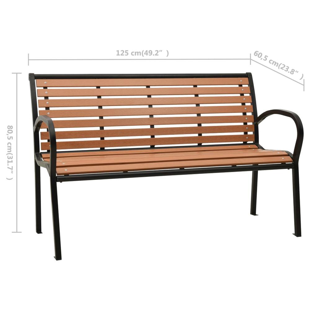 vidaXL Garden Bench 49.2" Steel and WPC Black and Brown, 312035. Picture 6