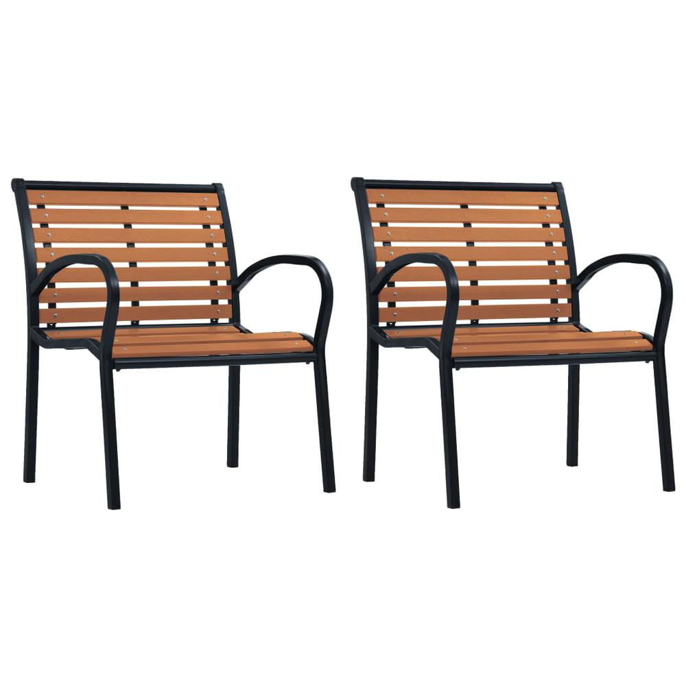 vidaXL Garden Chairs 2 pcs Steel and WPC Black and Brown, 312036. Picture 1