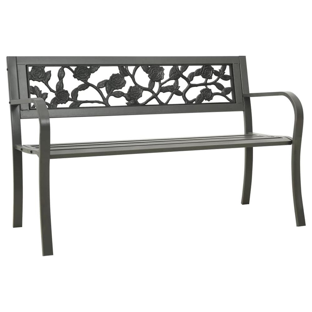 vidaXL Garden Bench 49.2" Steel Gray, 312038. Picture 1