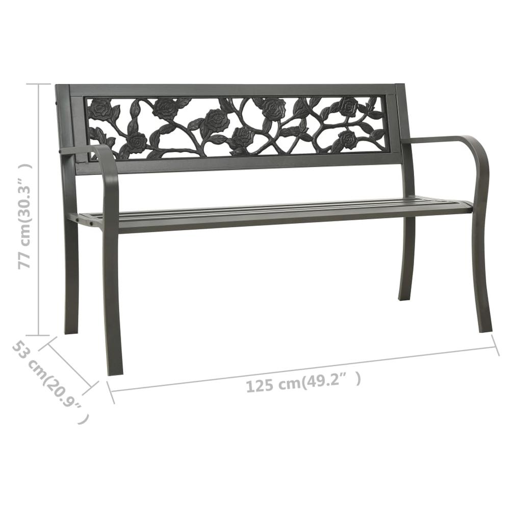 vidaXL Garden Bench 49.2" Steel Gray, 312038. Picture 6