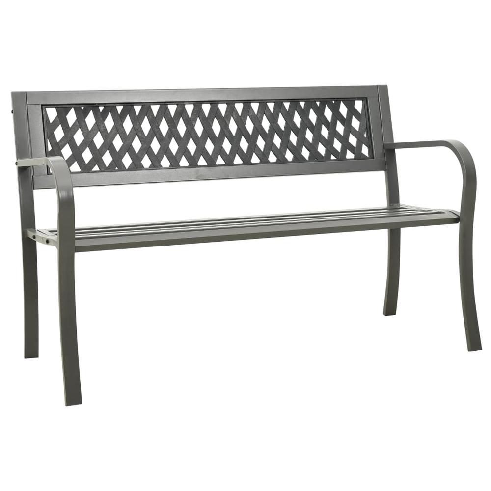 vidaXL Garden Bench 49.2" Steel Gray, 312039. Picture 1