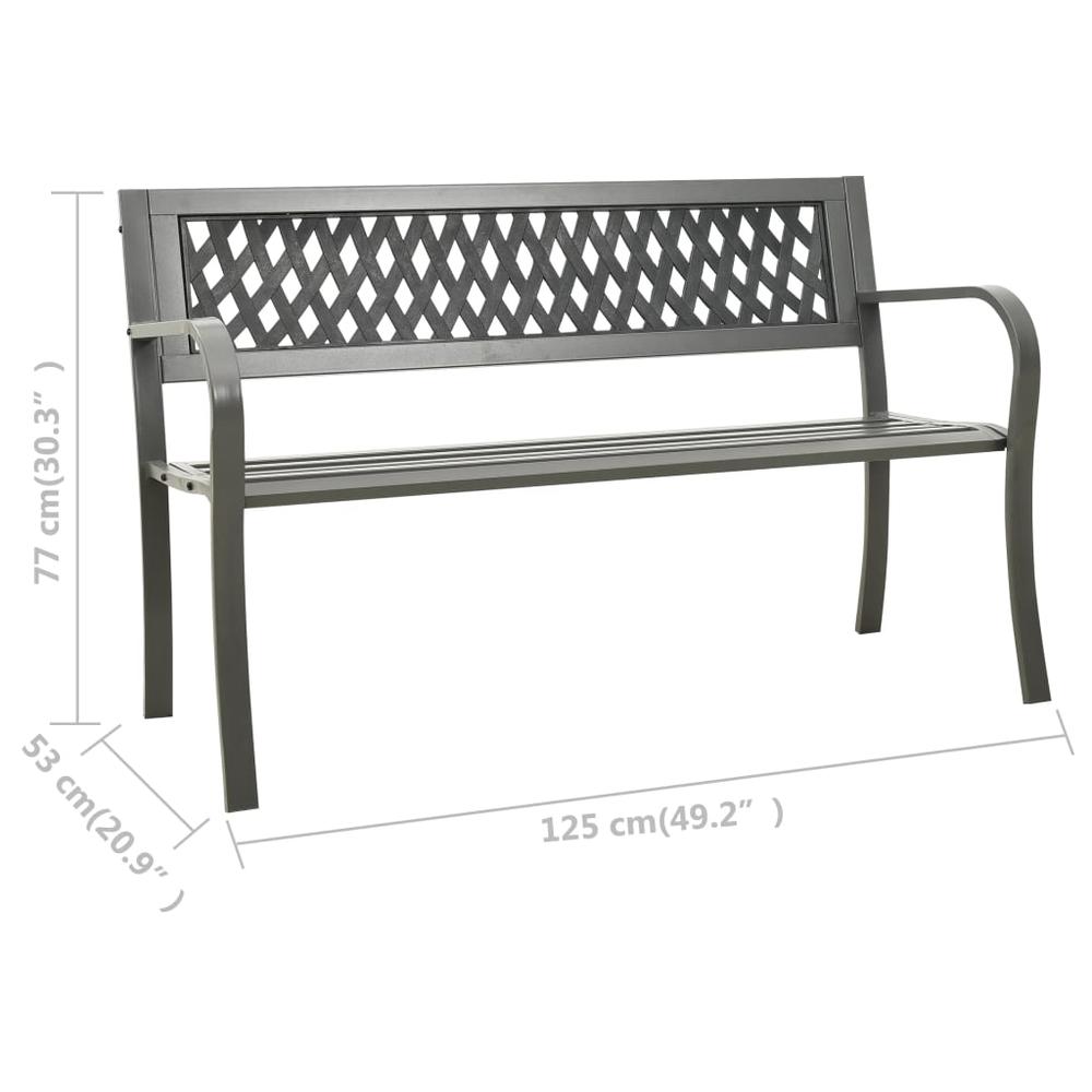vidaXL Garden Bench 49.2" Steel Gray, 312039. Picture 6