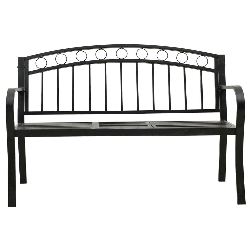 vidaXL Garden Bench with a Table 49.2" Steel Black, 312040. Picture 3