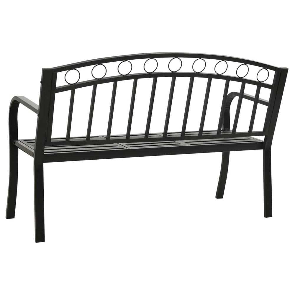 vidaXL Garden Bench with a Table 49.2" Steel Black, 312040. Picture 5