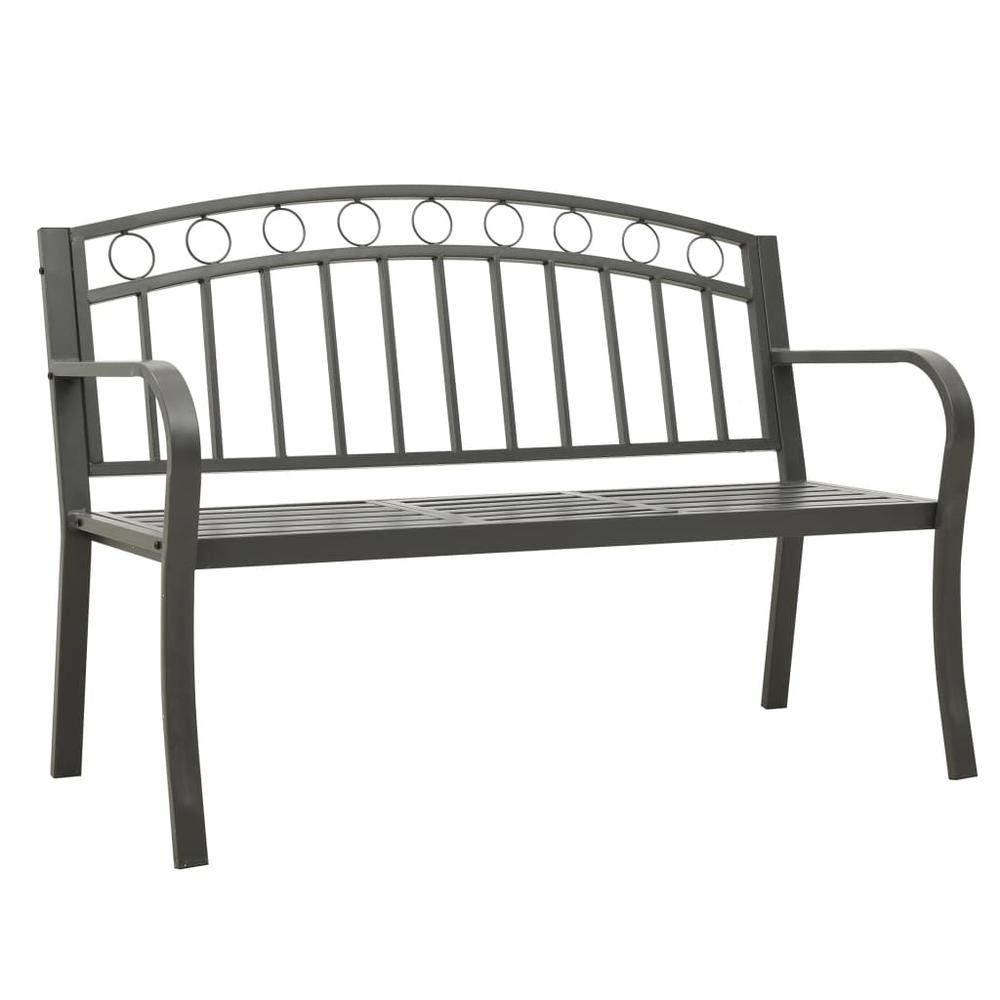 vidaXL Garden Bench with a Table 49.2" Steel Gray, 312041. Picture 2