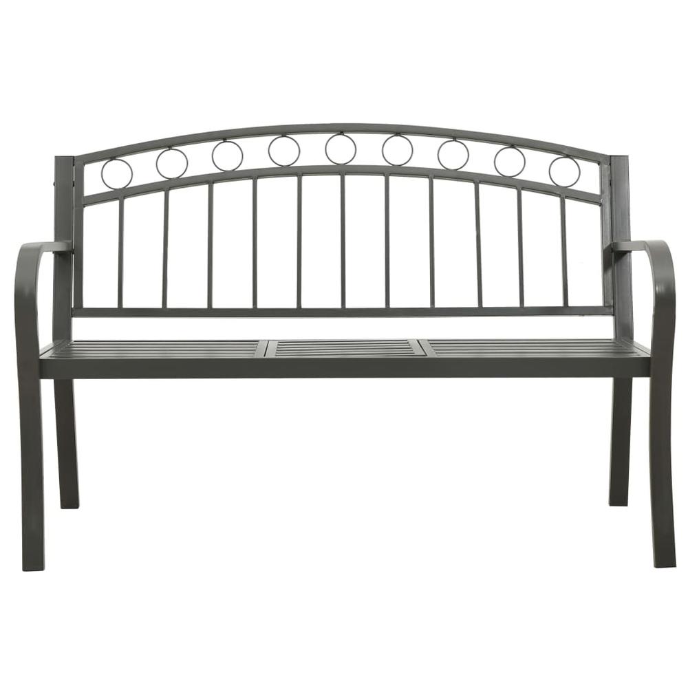 vidaXL Garden Bench with a Table 49.2" Steel Gray, 312041. Picture 3