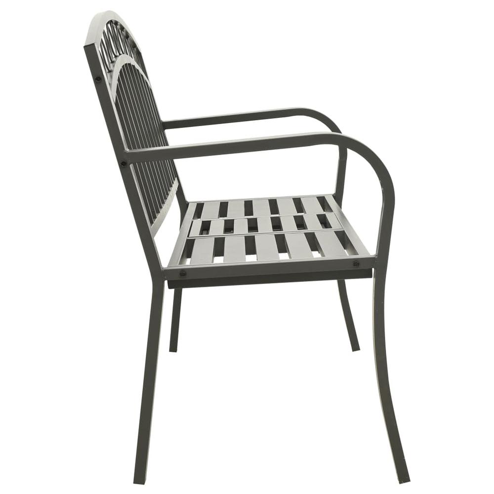 vidaXL Garden Bench with a Table 49.2" Steel Gray, 312041. Picture 4
