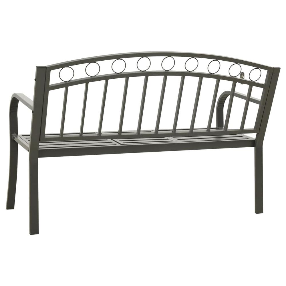 vidaXL Garden Bench with a Table 49.2" Steel Gray, 312041. Picture 5