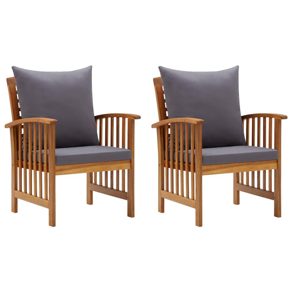 vidaXL Garden Chairs with Cushions 2 pcs Solid Acacia Wood, 310258. Picture 1