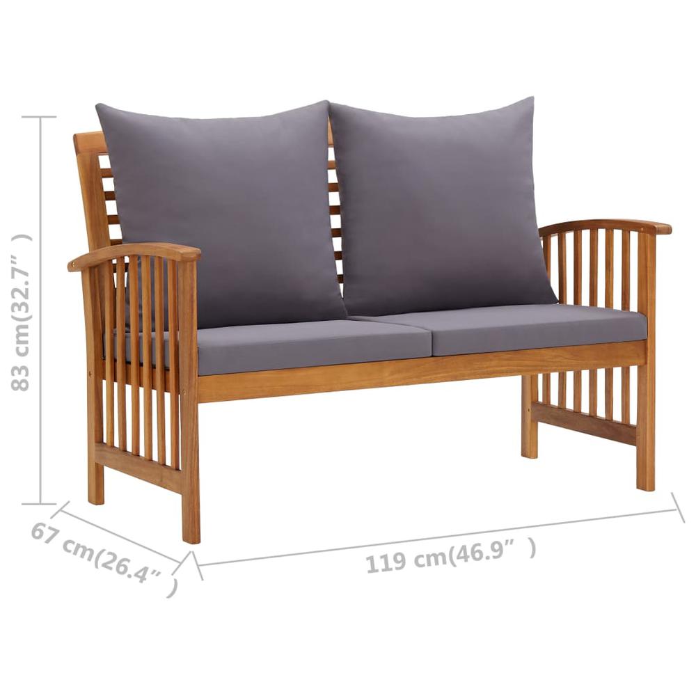 vidaXL Garden Bench with Cushions 46.9" Solid Acacia Wood, 310261. Picture 7