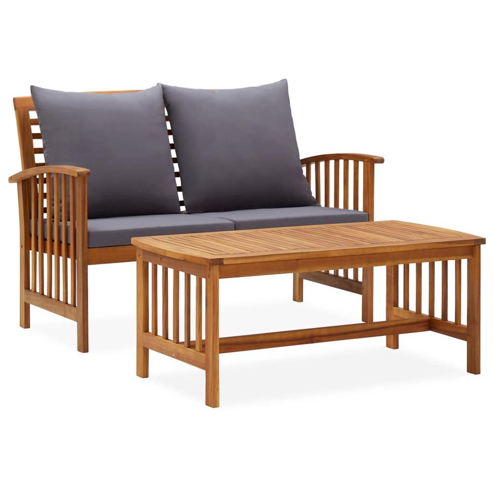 vidaXL 2 Piece Garden Lounge Set with Cushions Solid Acacia Wood, 310264. Picture 1
