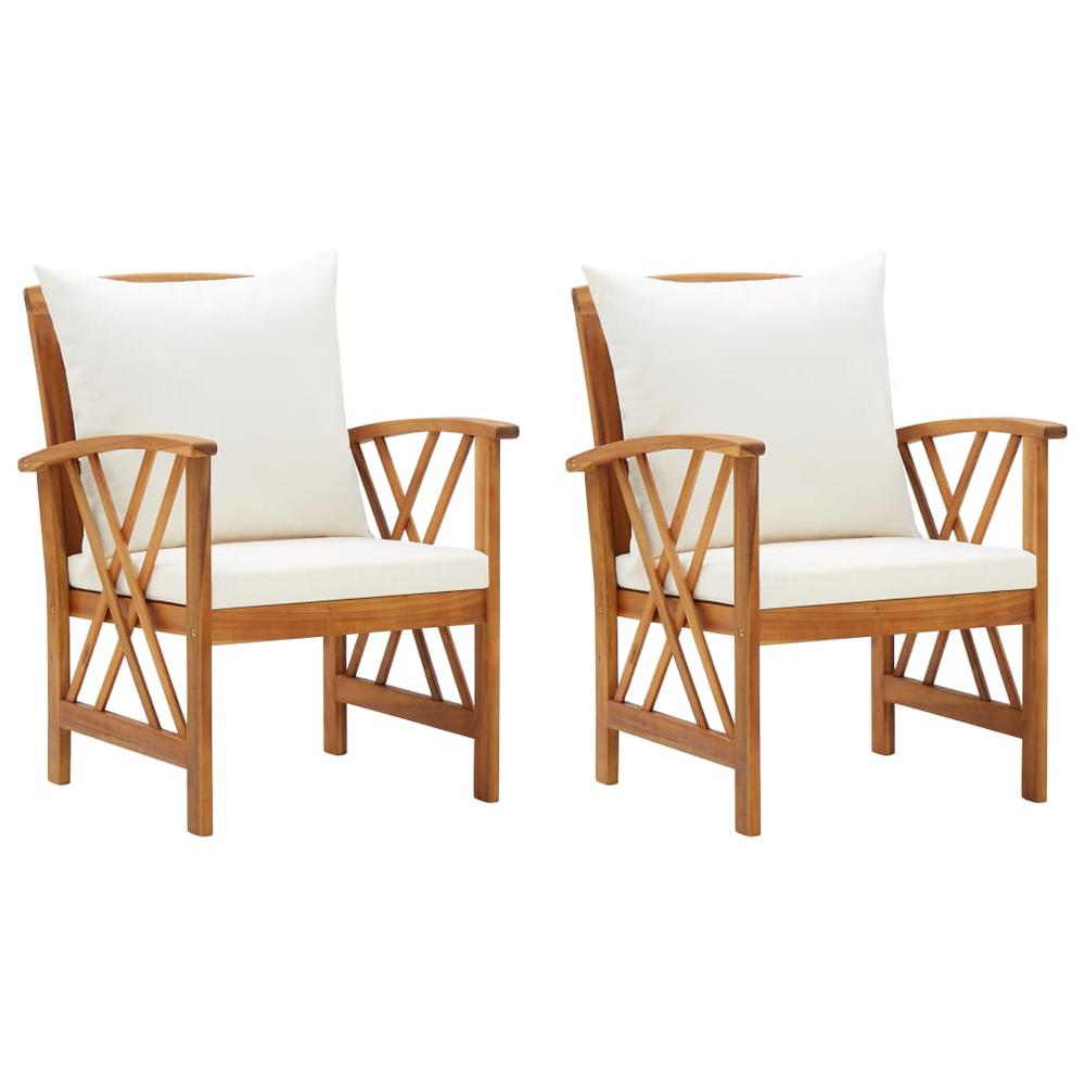 vidaXL Garden Chairs with Cushions 2 pcs Solid Acacia Wood, 310267. Picture 1