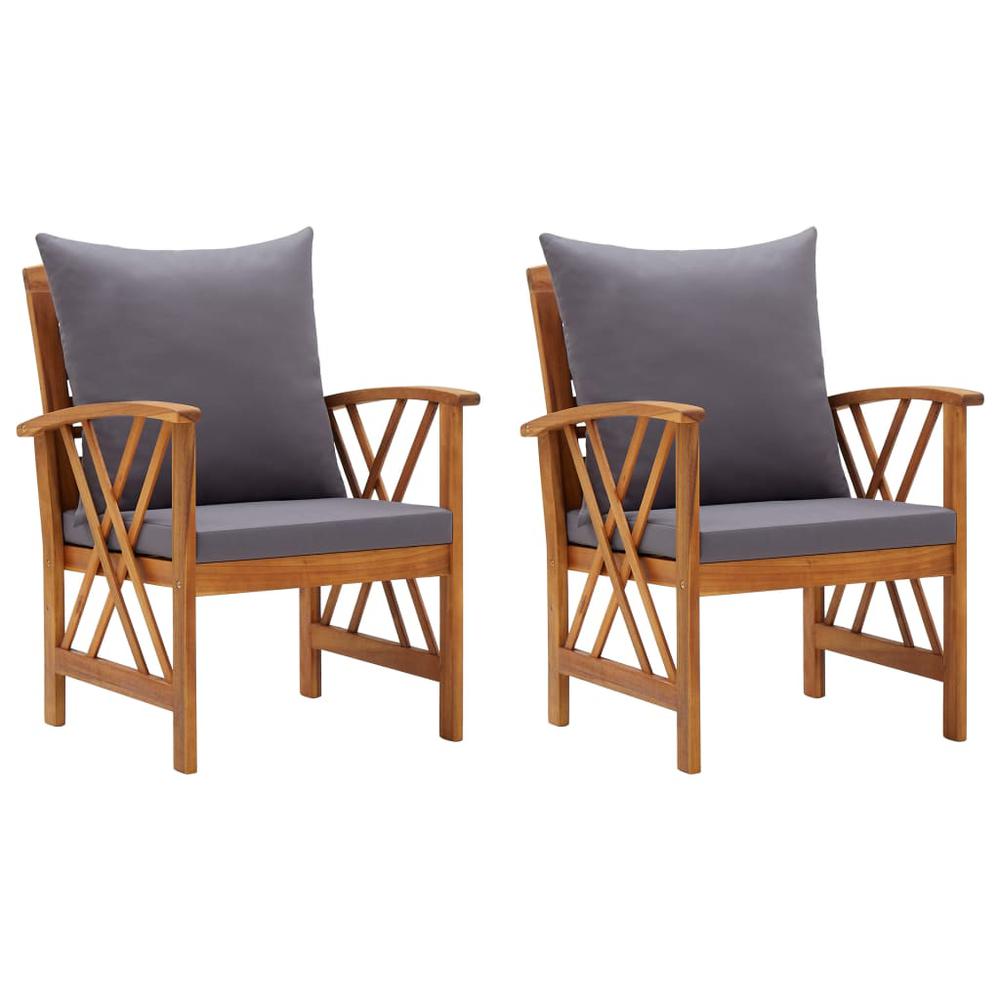 vidaXL Garden Chairs with Cushions 2 pcs Solid Acacia Wood, 310268. Picture 1