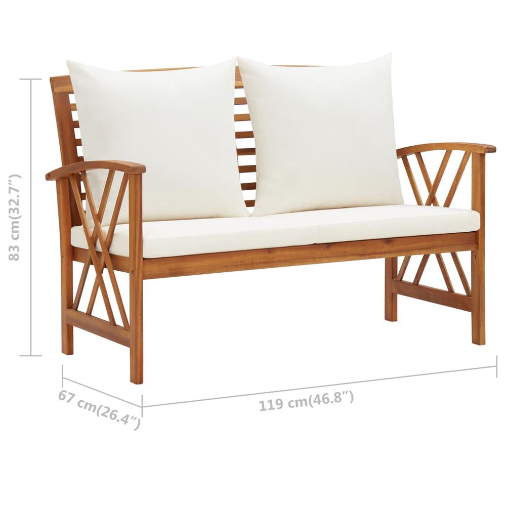 vidaXL Garden Bench with Cushions 46.9" Solid Acacia Wood, 310270. Picture 7