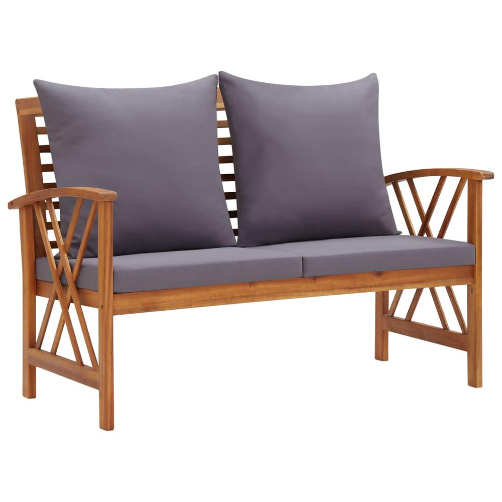 vidaXL Garden Bench with Cushions 46.9" Solid Acacia Wood, 310271. Picture 1