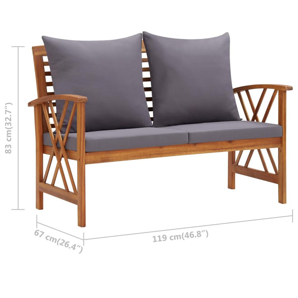 vidaXL Garden Bench with Cushions 46.9" Solid Acacia Wood, 310271. Picture 7