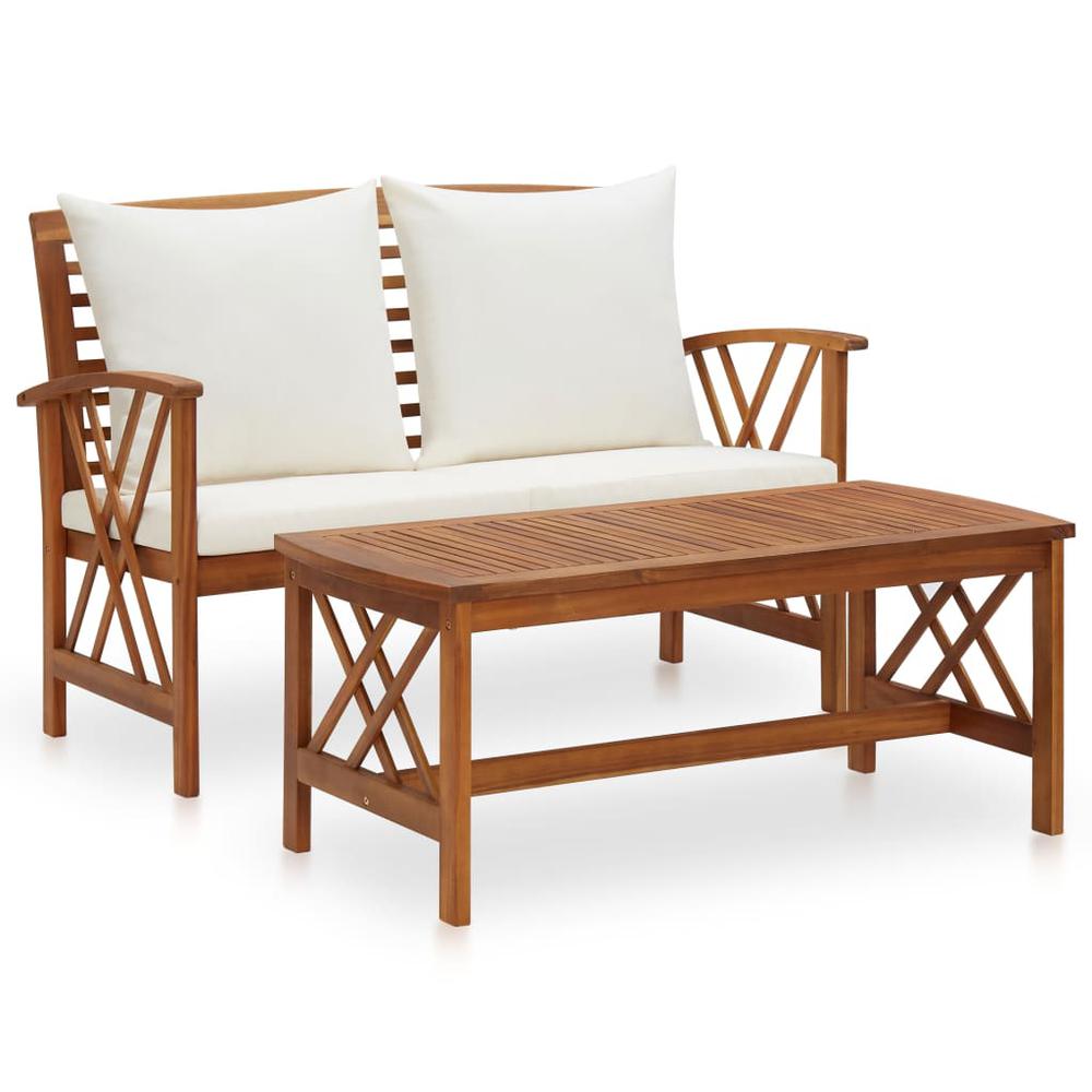 vidaXL 2 Piece Garden Lounge Set with Cushions Solid Acacia Wood, 310273. Picture 1