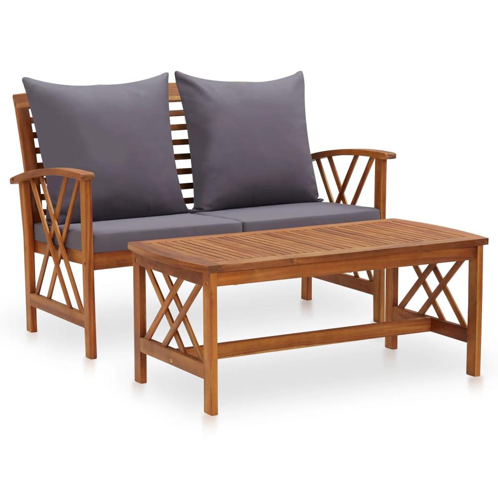vidaXL 2 Piece Garden Lounge Set with Cushions Solid Acacia Wood, 310274. Picture 1