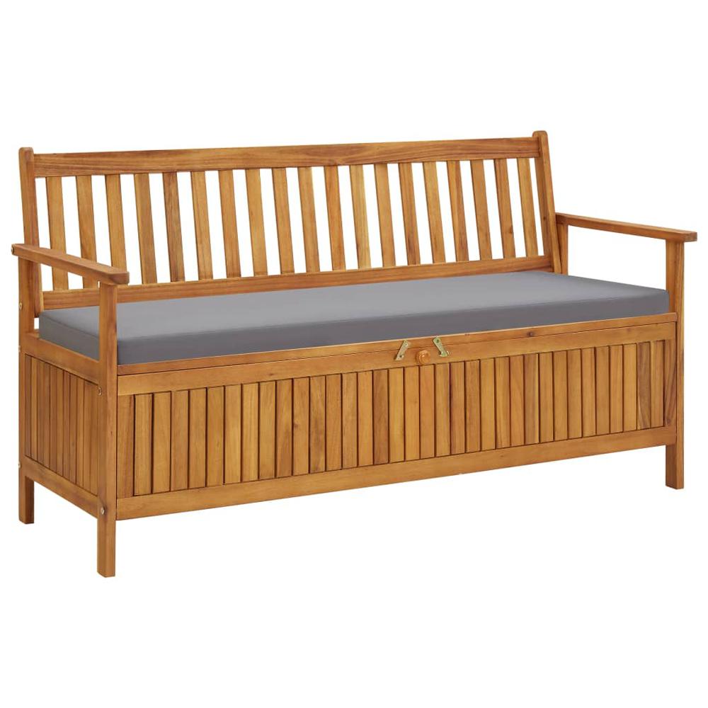 vidaXL Garden Storage Bench with Cushion 58.3" Solid Acacia Wood, 310277. Picture 1