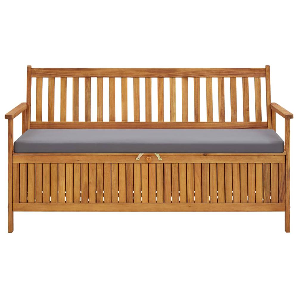 vidaXL Garden Storage Bench with Cushion 58.3" Solid Acacia Wood, 310277. Picture 2