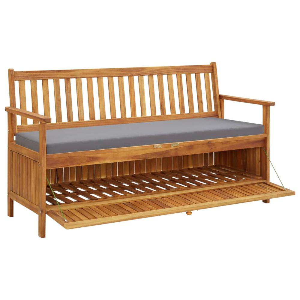 vidaXL Garden Storage Bench with Cushion 58.3" Solid Acacia Wood, 310277. Picture 5