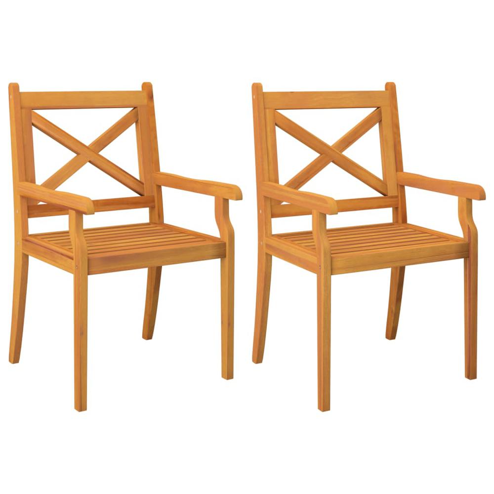 Patio Dining Chairs 2 pcs Solid Wood Acacia. Picture 1