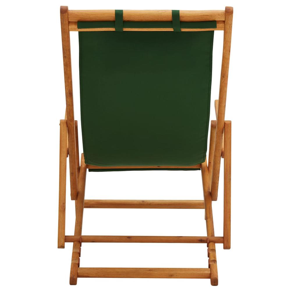 vidaXL Folding Beach Chair Solid Eucalyptus Wood and Fabric Green. Picture 5