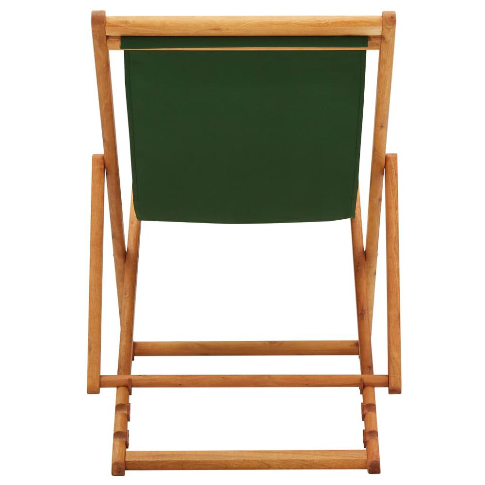 vidaXL Folding Beach Chair Eucalyptus Wood and Fabric Green. Picture 5