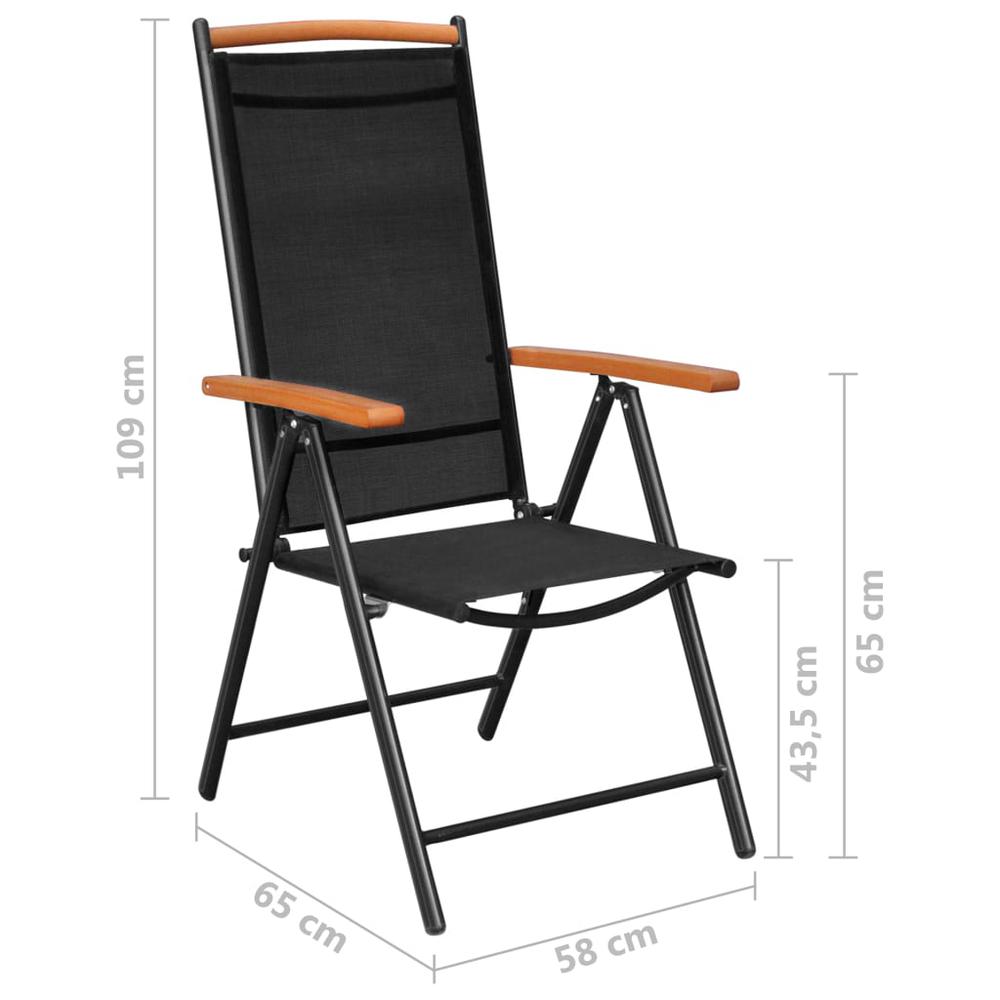 vidaXL Folding Patio Chairs 6 pcs Textilene Black, 312187. Picture 7
