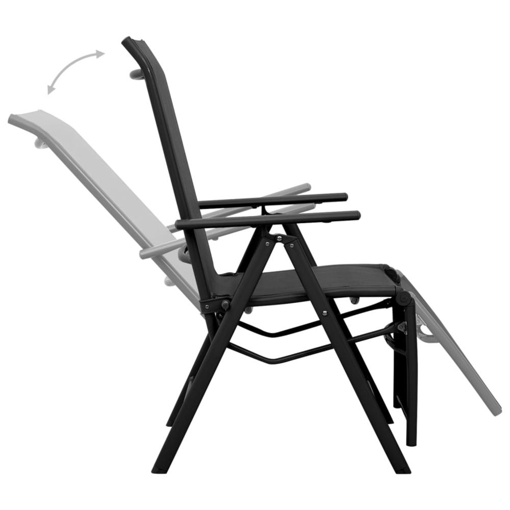vidaXL Reclining Deck Chair Aluminum and Textilene Black. Picture 5