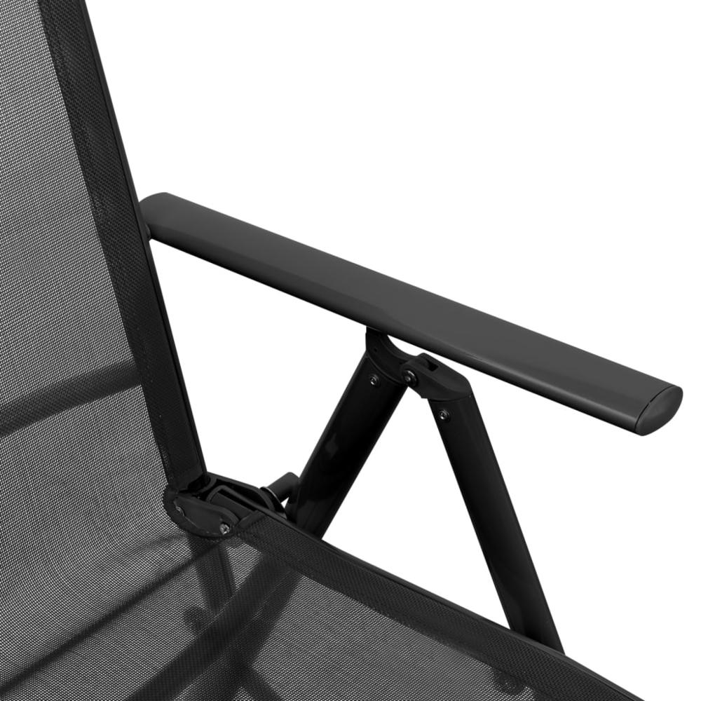 vidaXL Reclining Deck Chair Aluminum and Textilene Black. Picture 6
