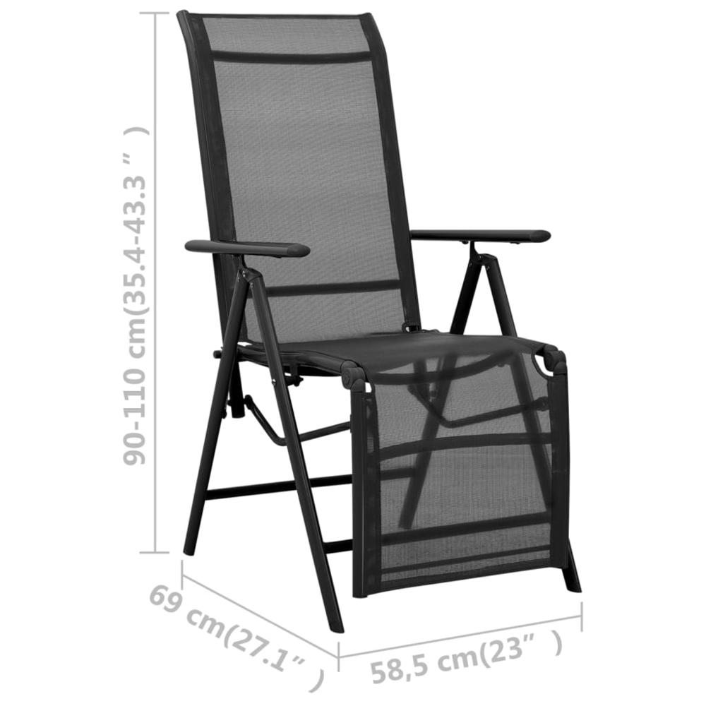 vidaXL Reclining Deck Chair Aluminum and Textilene Black. Picture 8