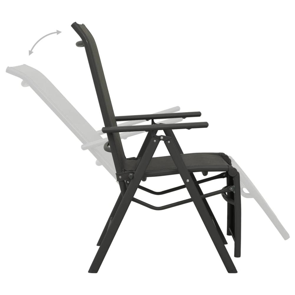 vidaXL Reclining Patio Chairs 2pcs Textilene and Aluminum Black. Picture 6