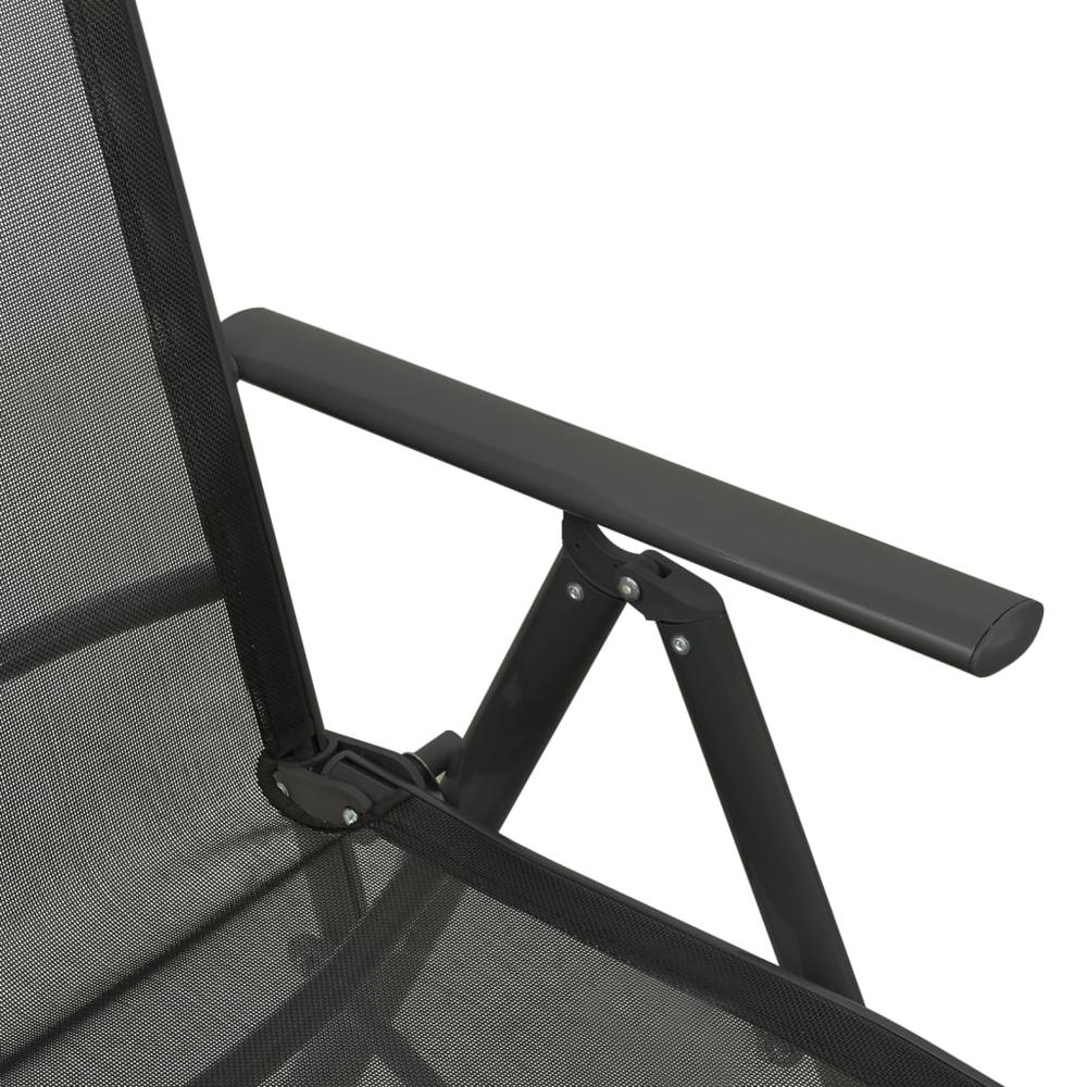 vidaXL Reclining Patio Chairs 2pcs Textilene and Aluminum Black. Picture 7
