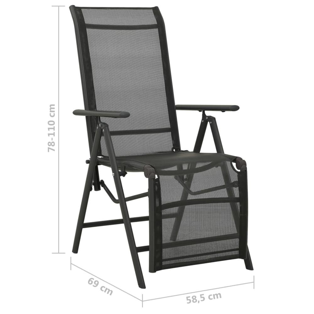 vidaXL Reclining Patio Chairs 2pcs Textilene and Aluminum Black. Picture 9