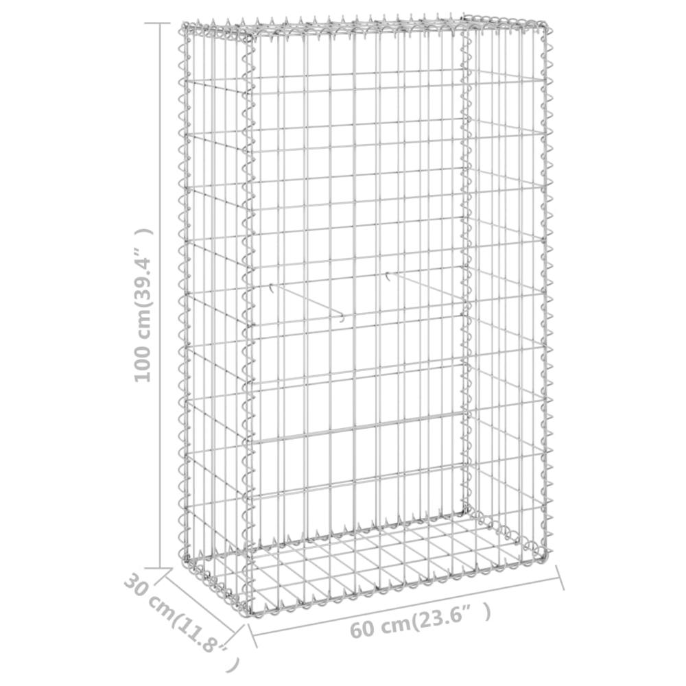 vidaXL Gabion Wall with Covers Galvanized Steel 23.6"x11.8"x39.4", 147811. Picture 6