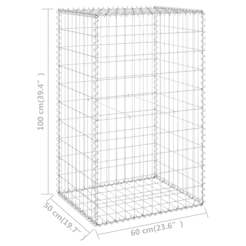 vidaXL Gabion Wall with Covers Galvanized Steel 23.6"x19.7"x39.4", 147812. Picture 6