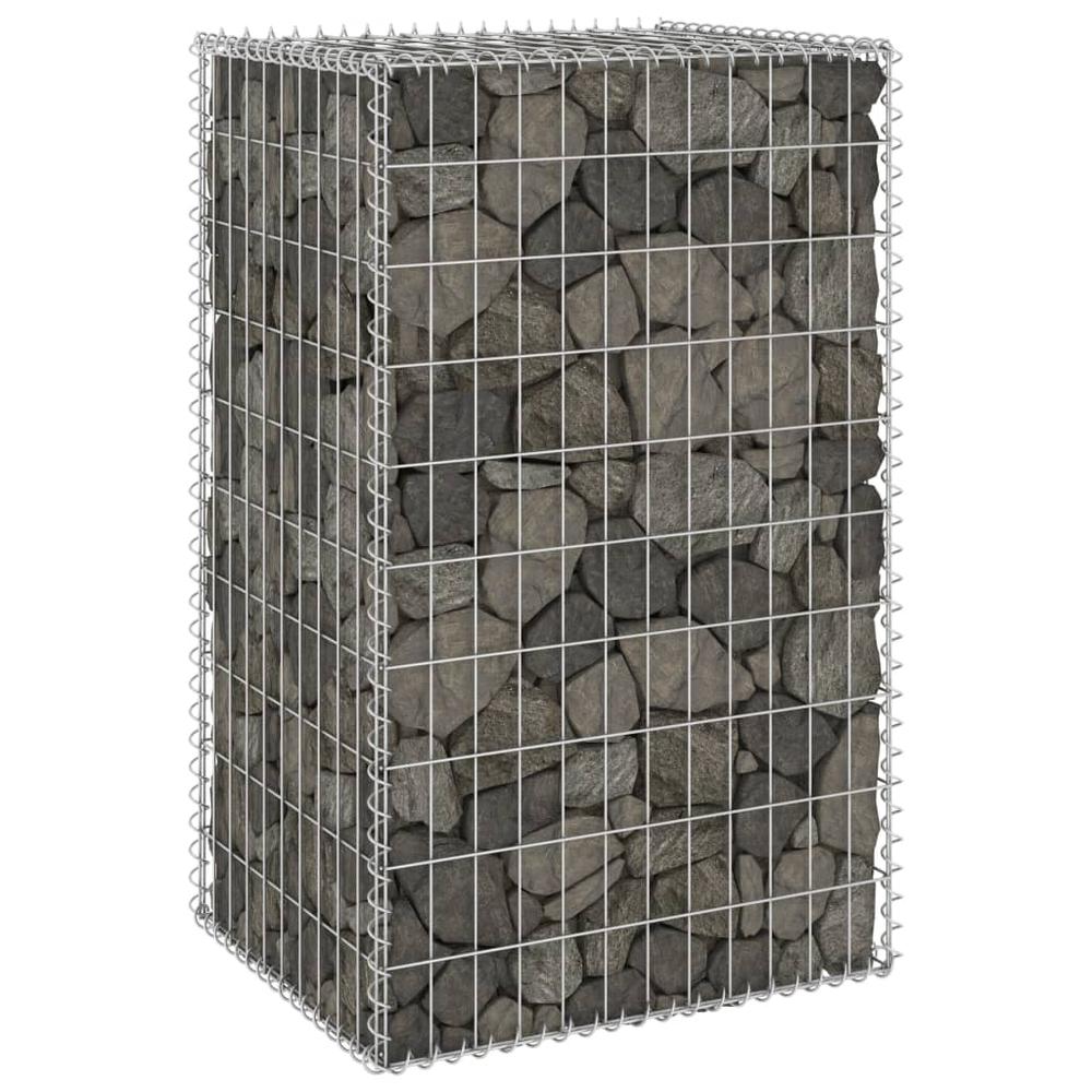 vidaXL Gabion Wall with Covers Galvanized Steel 23.6"x19.7"x39.4", 147812. Picture 1