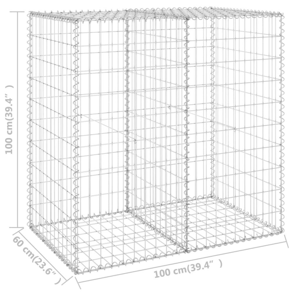 vidaXL Gabion Wall with Covers Galvanized Steel 39.4"x23.6"x39.4", 147813. Picture 6