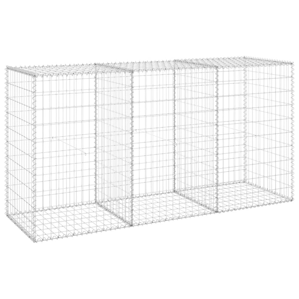 vidaXL Gabion Wall with Covers Galvanized Steel 78.7"x23.6"x39.4", 147815. Picture 2