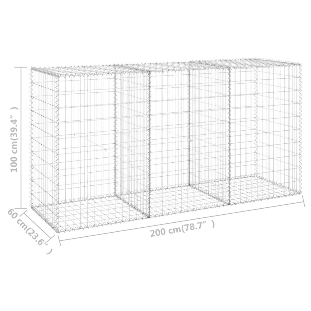 vidaXL Gabion Wall with Covers Galvanized Steel 78.7"x23.6"x39.4", 147815. Picture 6
