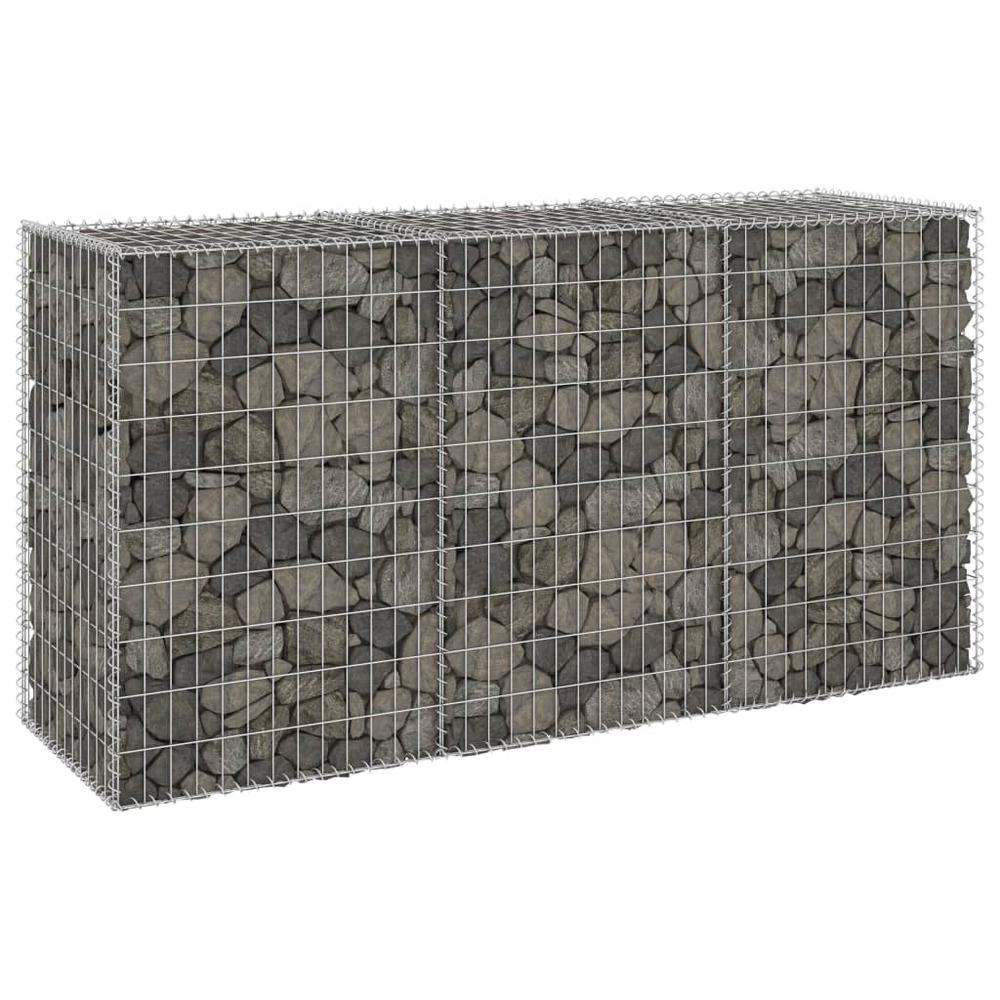 vidaXL Gabion Wall with Covers Galvanized Steel 78.7"x23.6"x39.4", 147815. Picture 1