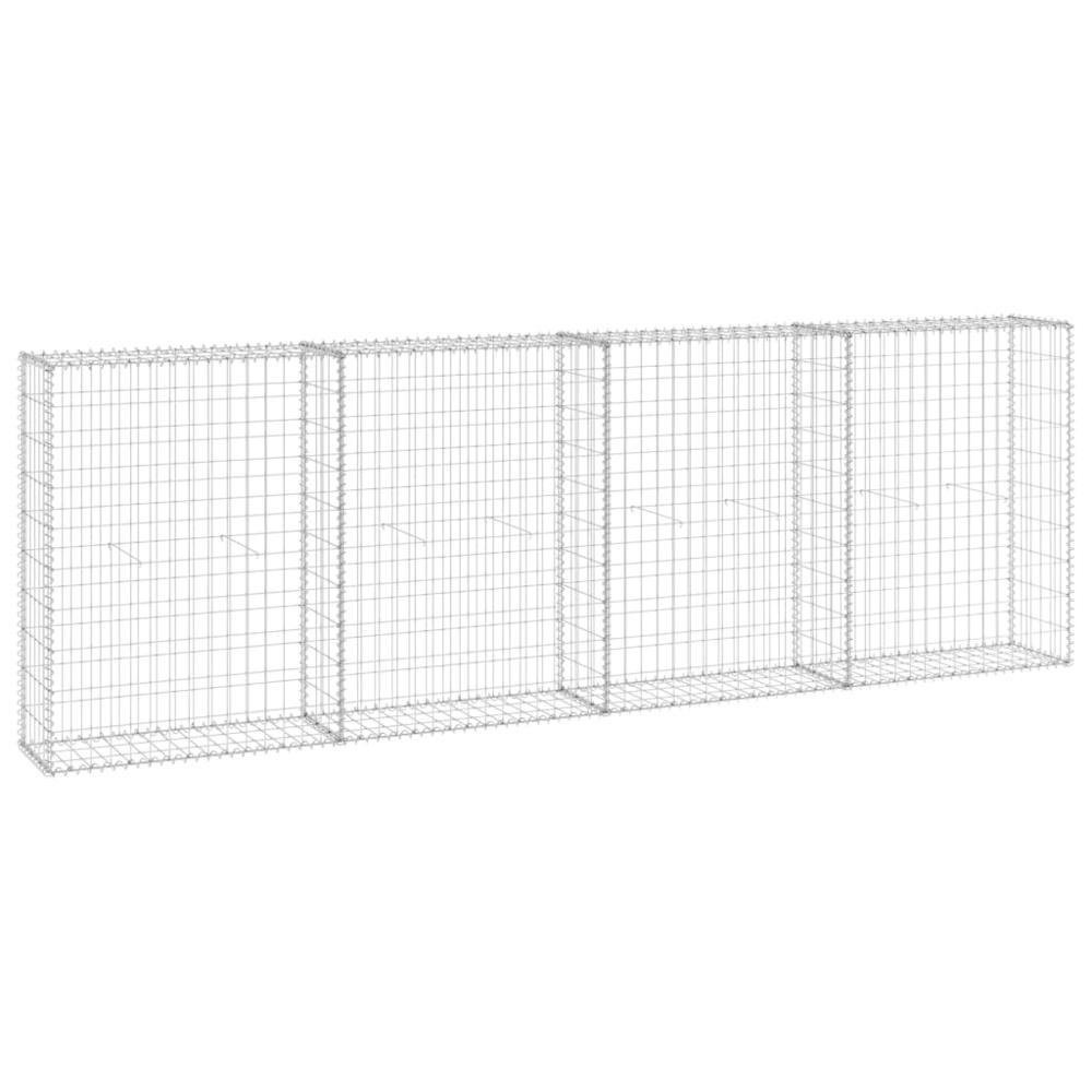 vidaXL Gabion Wall with Covers Galvanized Steel 118.1"x11.8"x39.4", 147821. Picture 2