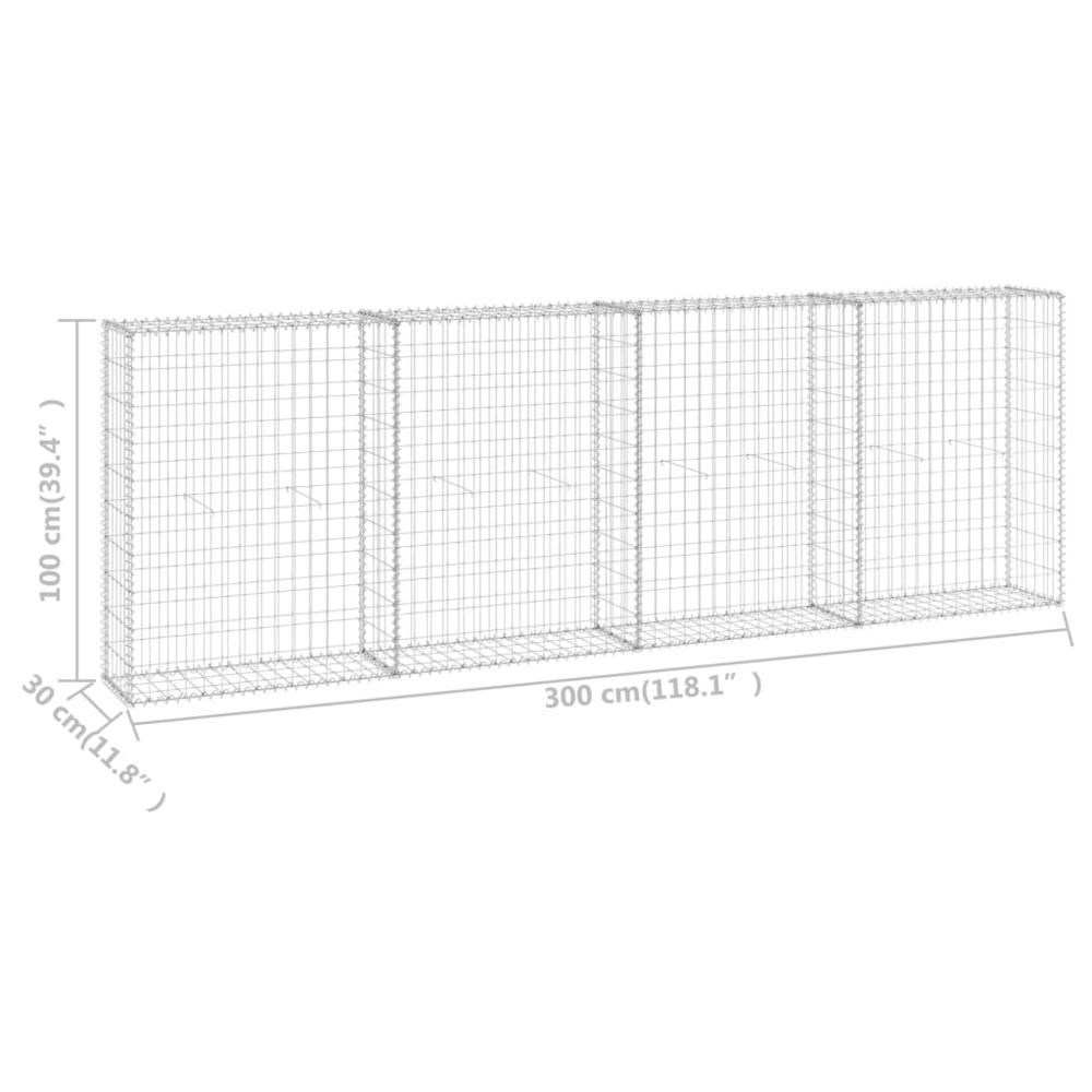 vidaXL Gabion Wall with Covers Galvanized Steel 118.1"x11.8"x39.4", 147821. Picture 6